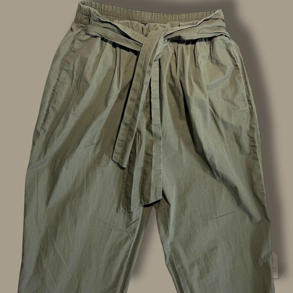 Zara Basic Pants - Zara Basic Olive Green Paperbag Waist Tie Belt Pants XS
